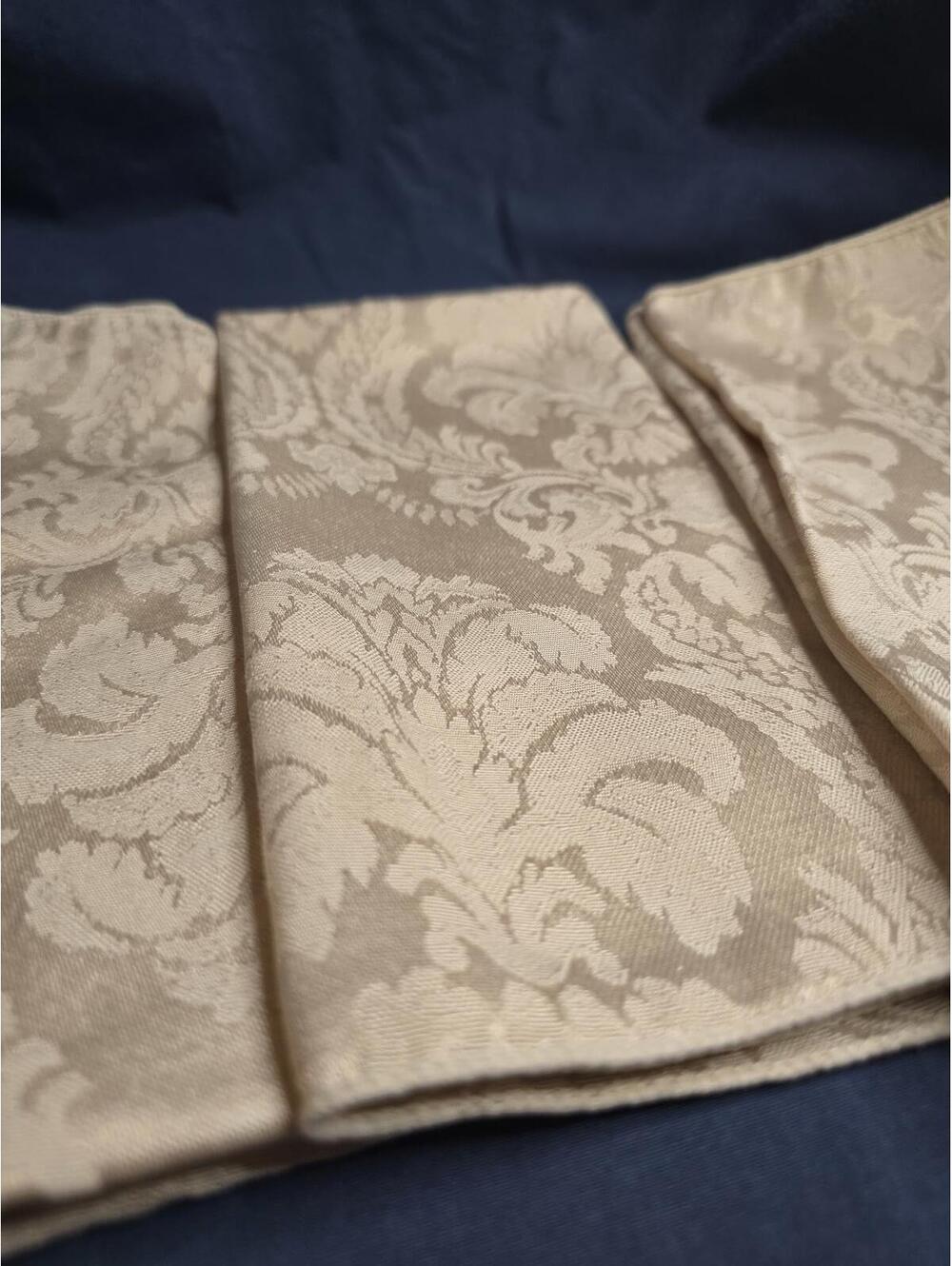 Elegant Cream Damask Placemats and Napkin Set for 4